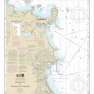 Marquette and Presque Isle Harbors 2014 - Lake Superior - Michigan Nautical Map Reprint  - Harbors small 935