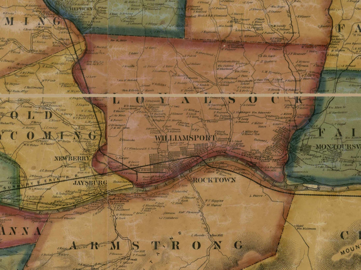 County Pennsylvania 1861 Wall Map With Homeowner Etsy