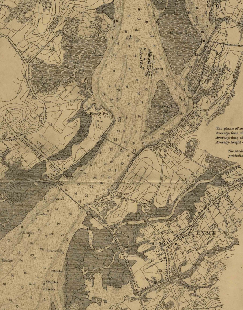 Entrance to Deep River Connecticut 1917 Nautical Map Etsy