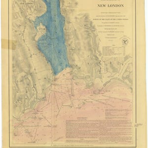 New London Harbor and Approaches - Thames River, Connecticut 1948 Nautical Map - Reprint - AC Harbors 359