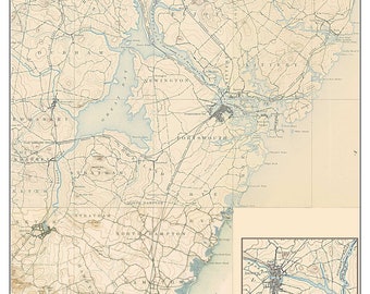 New Hampshire Seacoast  1894 USGS Old Topo Map - Custom Composite Reprint