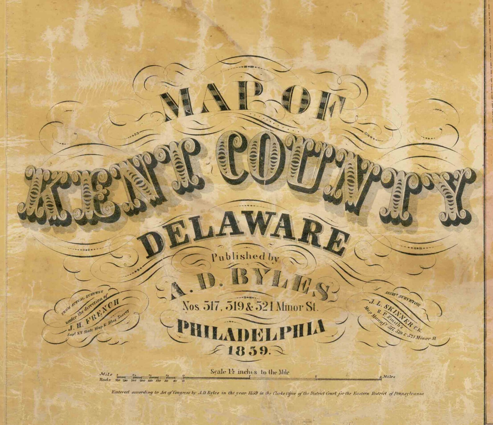 Kent County Delaware 1859 Old Wall Map With Homeowner Names Etsy