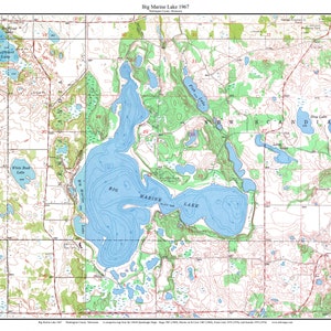 Big Marine Lake - 1967 Map Reprint - Old Topographic USGS Custom Composite Minnesota Lindstrom A