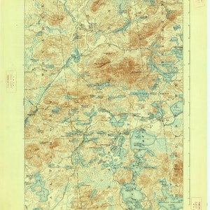 May include: A vintage topographic map of the Saint Regis Quadrangle in Franklin County, New York. The map shows the area's terrain, rivers, lakes, and roads. The map is dated 1909 and is titled "Middle Saranac Lake, Topographic Division".