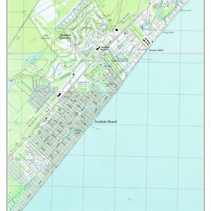 Surfside Beach 1943-1984 Map Reprint - 7x7 Old Topographic USGS Custom Composite COAST - South Carolina 03