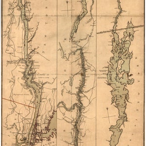 Hudson River &  Lake Champlain 1777 Map  by Sauthier, NY, VT -  Reprint