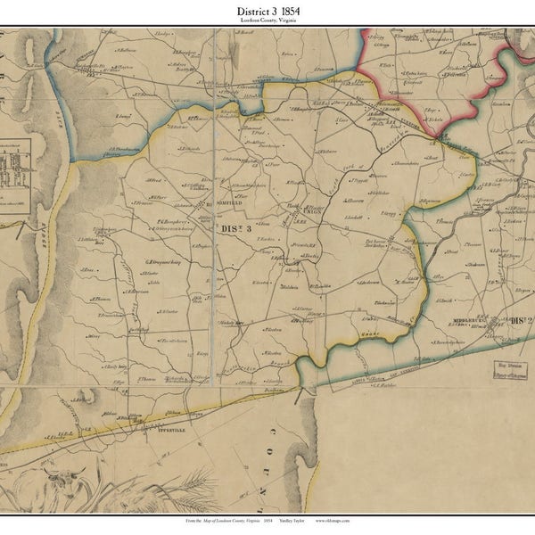 District 3 (Bloomfield) - Loudoun County, Virginia 1854 Old Town Map Custom Print - Loudoun Co.