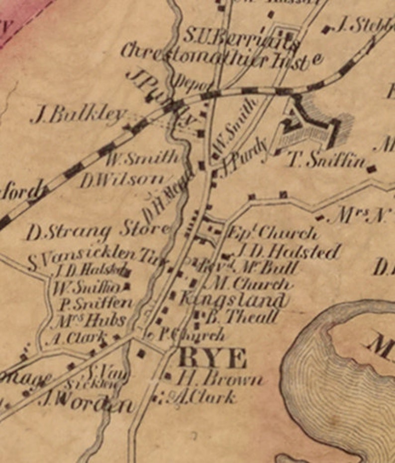 Westchester County New York 1851 Old Wall Map Reprint with Etsy