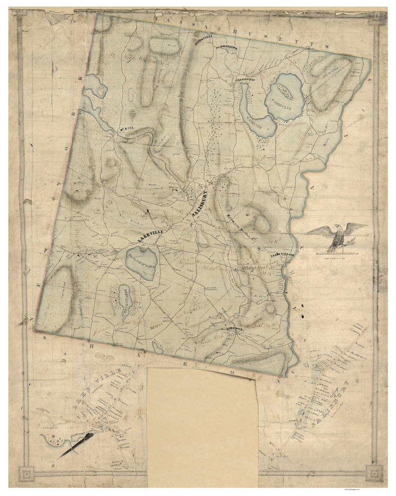 Salisbury Connecticut 1853 Old Map Reprint Homeowners Names Etsy