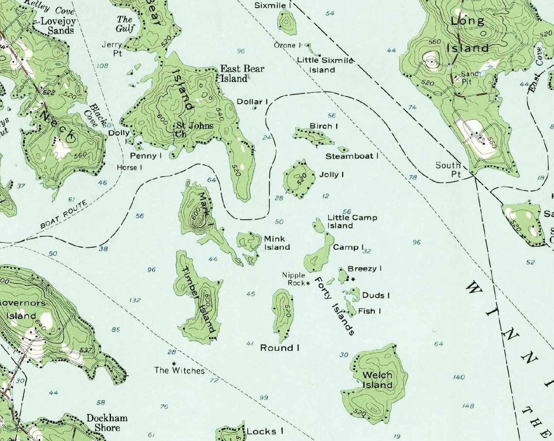 Lake Winnipesaukee Ca 1958 USGS Old Topographic Map Custom - Etsy
