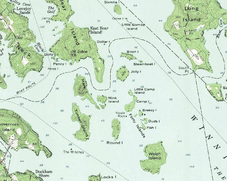 Lake Winnipesaukee ca 1958 USGS Old Topographic Map | Etsy