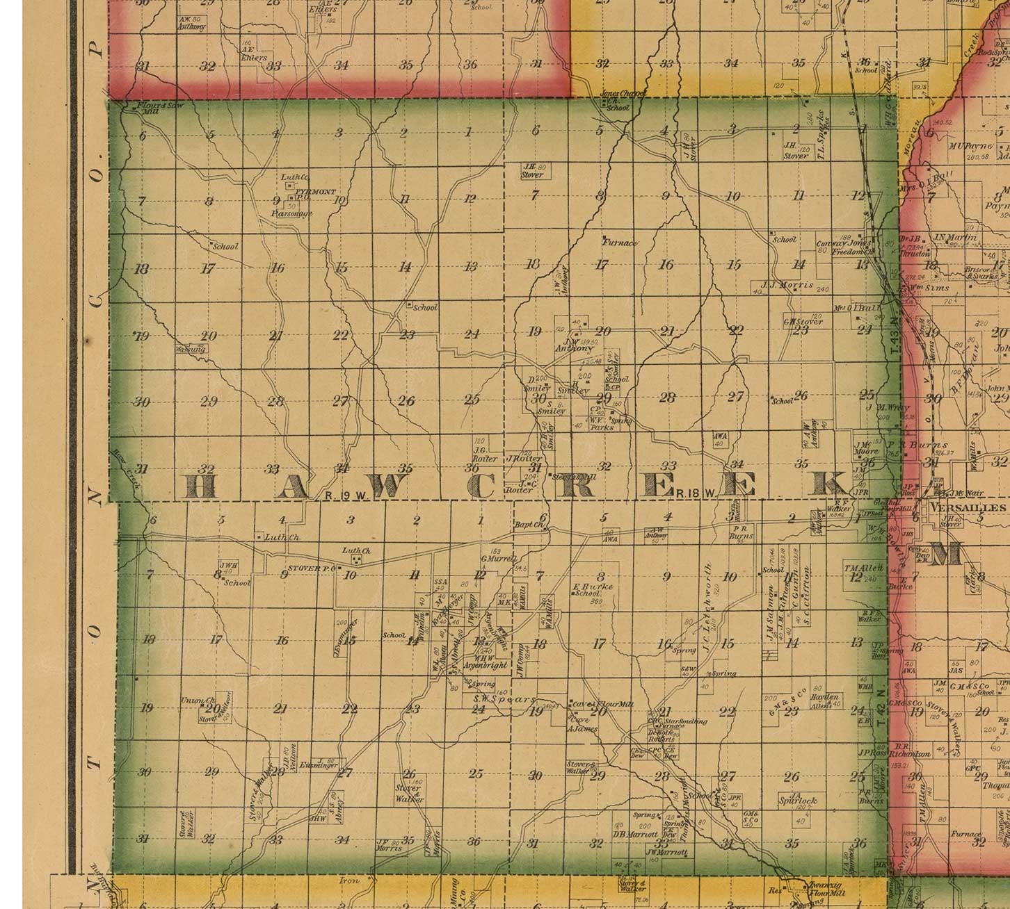 County Missouri 1880 Old Wall Map with Landowner & Homeowner