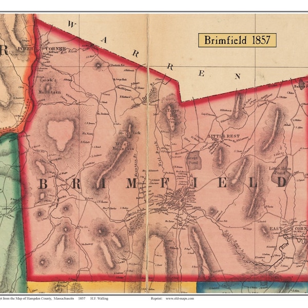 Brimfield Ma Map Art Etsy