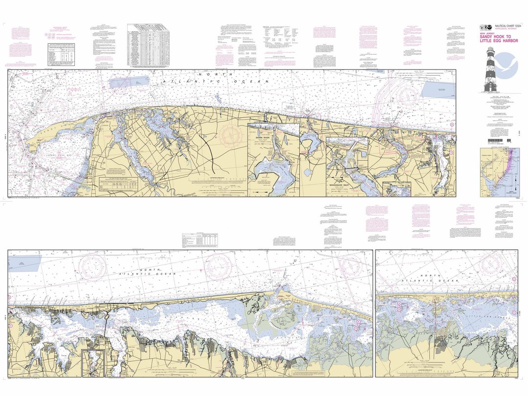 Sandy Hook to Little Egg Harbor 2012 Map Old Nautical Chart New Jersey