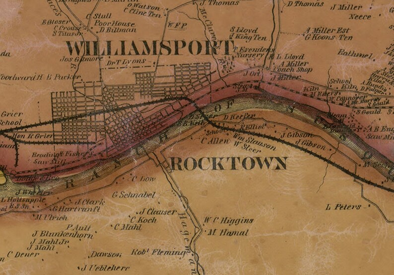 County Pennsylvania 1861 Wall Map With Homeowner Etsy
