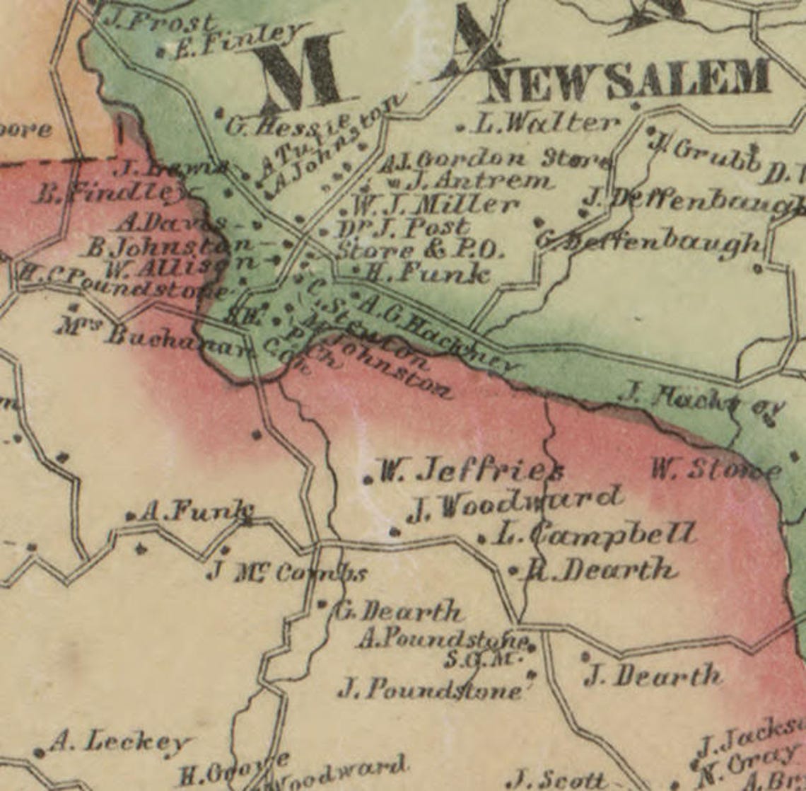 Fayette County Pennsylvania 1865 Old Wall Map with Homeowner Etsy