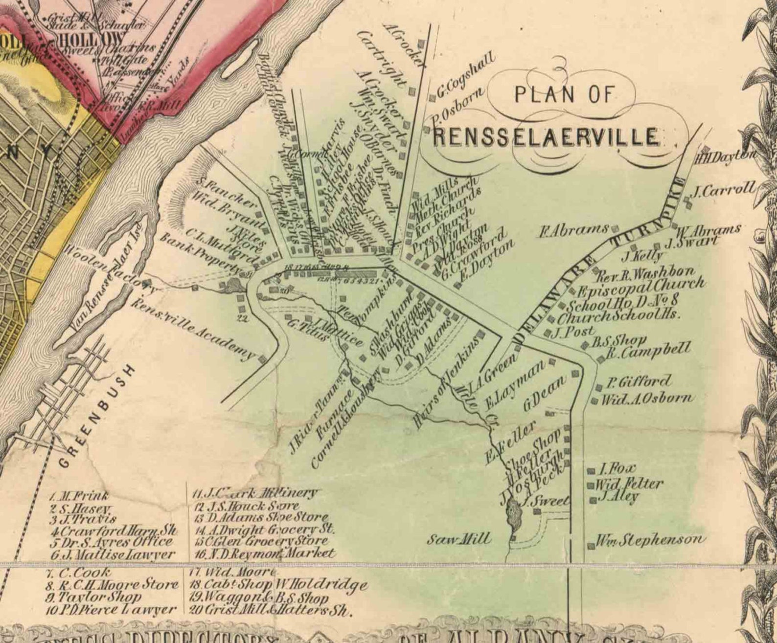 Albany County New York 1854 Old Wall Map Reprint with Etsy