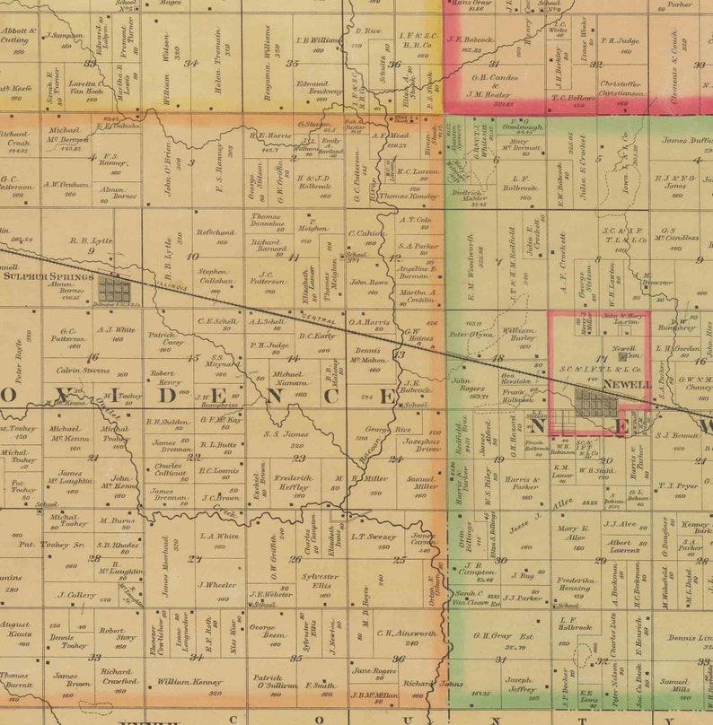 Buena Vista County Iowa 1884 Old Wall Map with Landowner Etsy