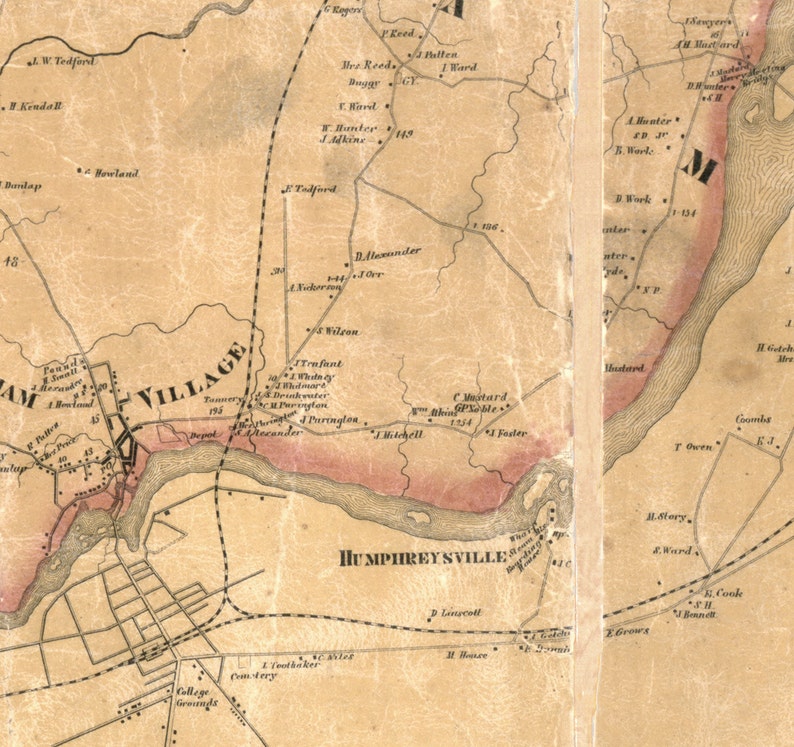 Sagadahoc County Maine 1858 Old Wall Map Reprint with Etsy