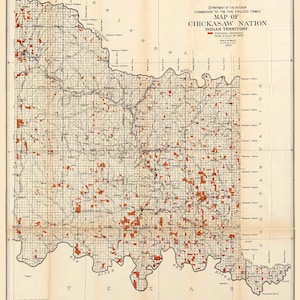 Chickasaw Nation 1900 - Oklahoma - Old Map Reprint - Oklahoma Regional 3