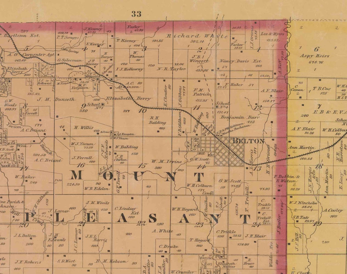 Cass County Missouri 1877 Old Wall Map With Landowner & Etsy