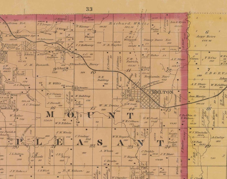 Cass County Missouri 1877 Old Wall Map With Landowner & Etsy