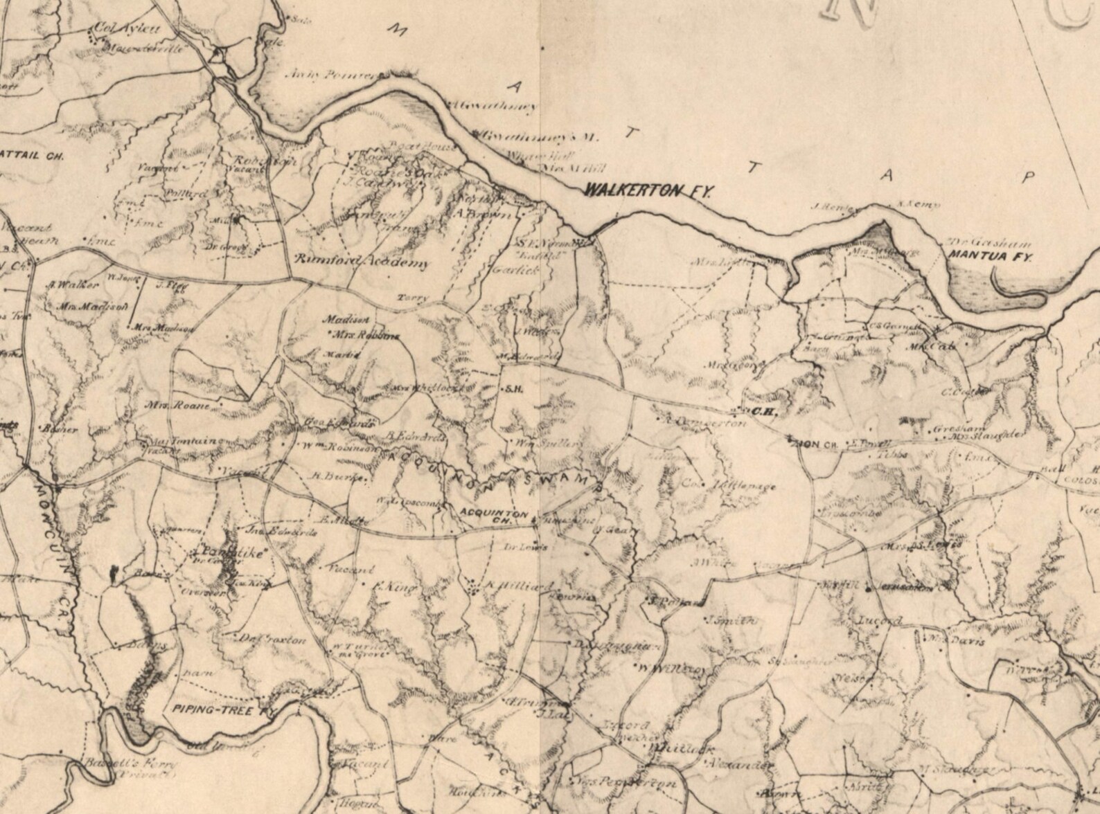 King William County Virginia 1865 Old Wall Map With Homeowners Etsy