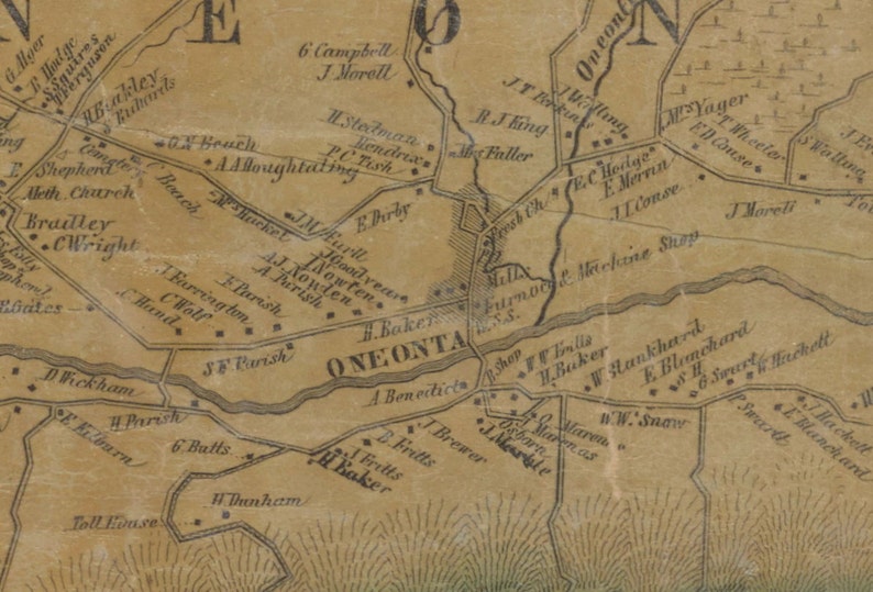 Otsego County New York 1856 Old Wall Map Reprint With Etsy