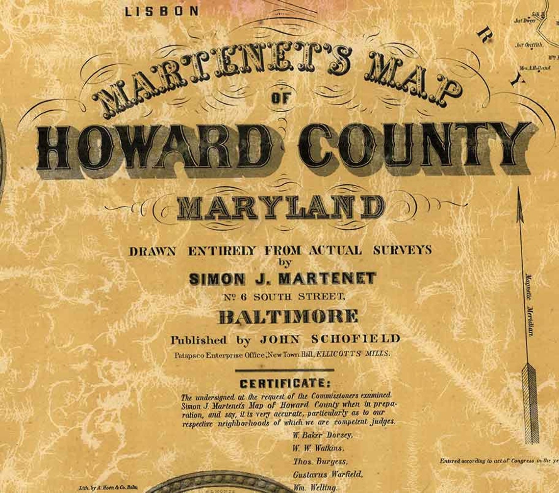 Howard County Maryland 1860 Old Wall Map Reprint With Etsy