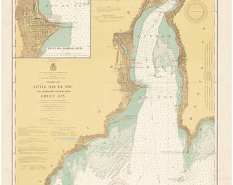 Little Bay de Noc - Green Bay 1921 - Lake Michigan - Michigan - Nautical Map Reprint 40,000 scale - Great Lakes #7 - 718