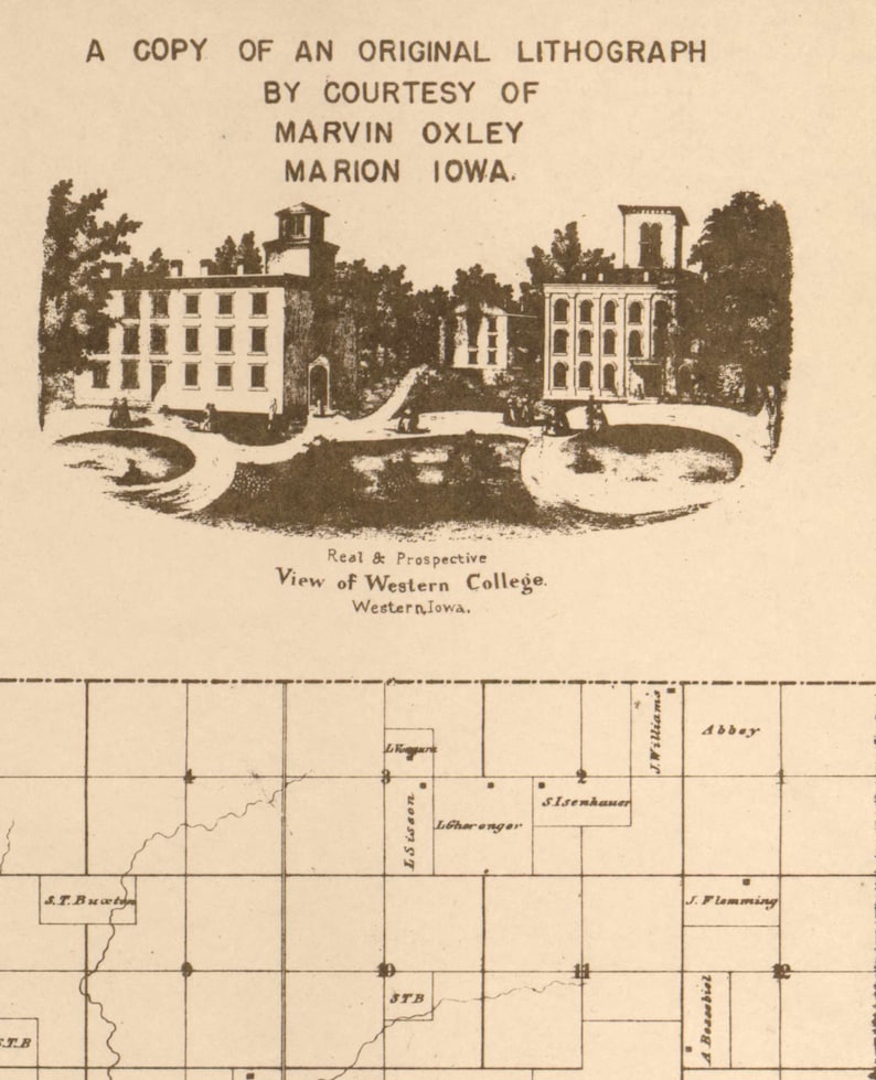 Linn County Iowa 1859 Old Wall Map With Landowner Names Farm Etsy