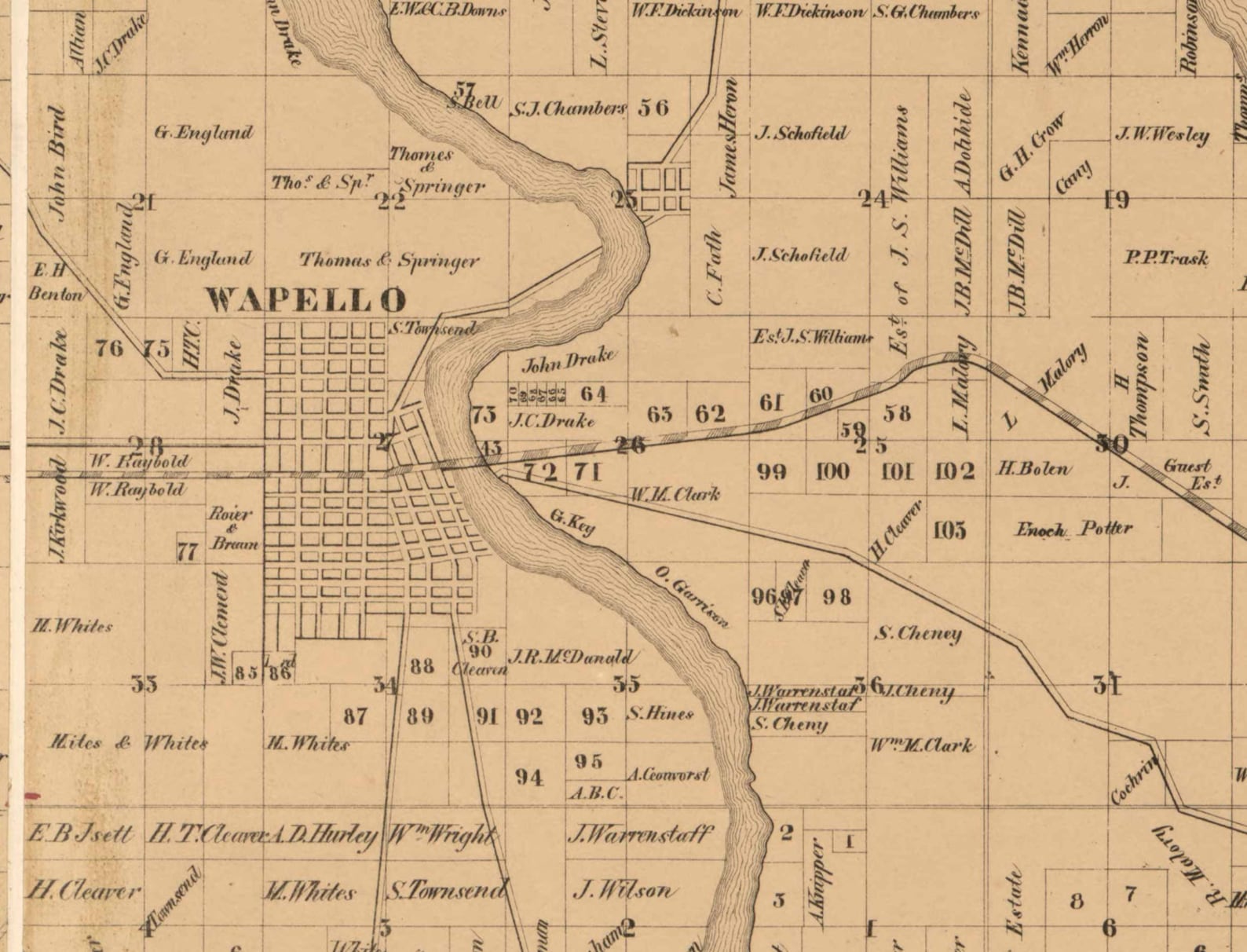 Louisa County Iowa 1858 Old Wall Map With Landowner Names Farm Etsy