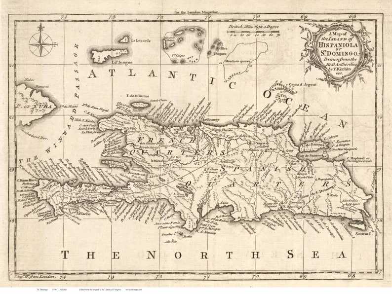 Hispaniola Or St Domingo 1784 Old Map West Indies Island