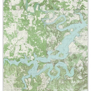 May include: A vintage map of Possum Kingdom Lake in Texas, showing the lake's shape and surrounding land features. The map is dated 1967-1984 and includes details like roads, rivers, and elevation contours.
