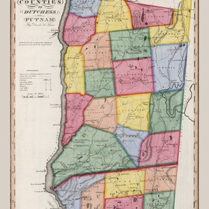 Dutchess & Putnam Counties 1840 Hudson River Fishkill West Point Old Map Burr Atlas New York