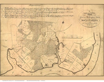 Mount Vernon, Virginia - 1801 - General Washington's Farm - Old Map Reprint