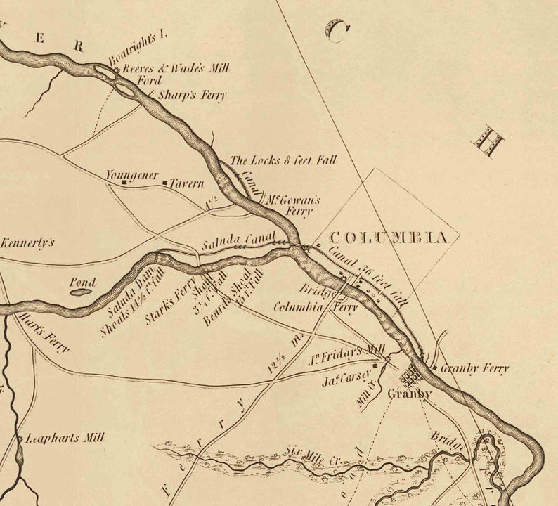 Lexington District South Carolina 1825 County Wall Map Etsy