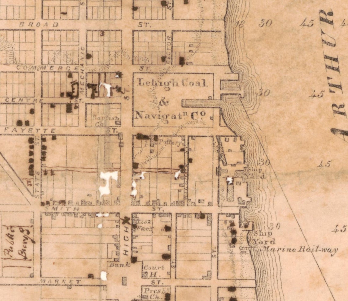 Perth Amboy New Jersey 1836 Old City Map Reprint Etsy