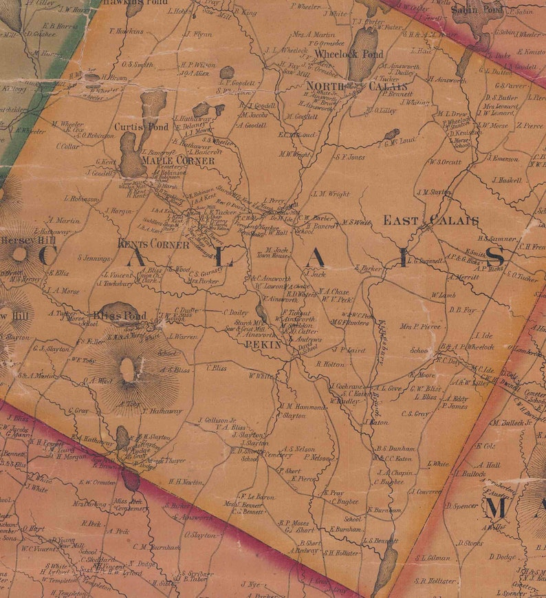 Washington County VT 1858 Map Original Wall Map Homeowner Etsy