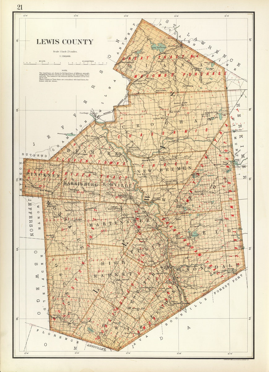 Lewis County 1895 Map New York Reprint Land Patents Bien State - Etsy UK