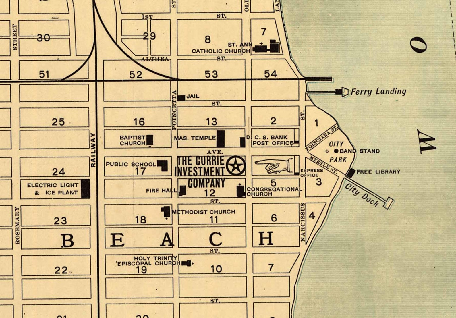 Palm Beach Florida 1907 Map the Breakers West Palm Lake Etsy