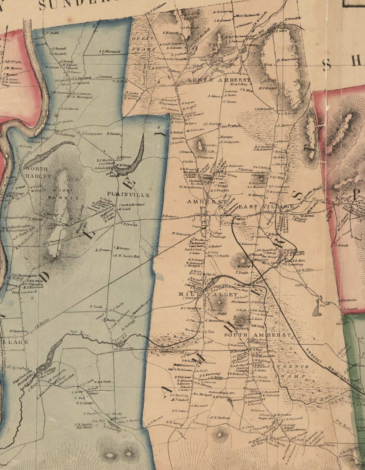Hampshire County Massachusetts 1860 Old Wall Map Reprint Etsy
