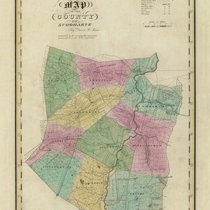 Schoharie County 1829 Lot Lines Cobleskill Old Map Reprint Burr Atlas New York