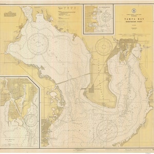 Tampa Bay, Florida (Northern Part) - 1928 Map Old Nautical Chart - Florida Harbors West 587