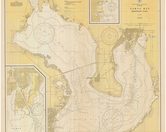 Tampa Bay, Florida (Northern Part) - 1928 Map Old Nautical Chart - Florida Harbors West 587