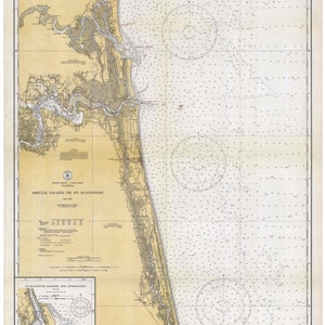 Amelia Island to St Augustine - 1933 Jacksonville St Johns River Fernandina Beach Florida  -  Nautical Map - 80000 AC Chart 1243 - Reprint