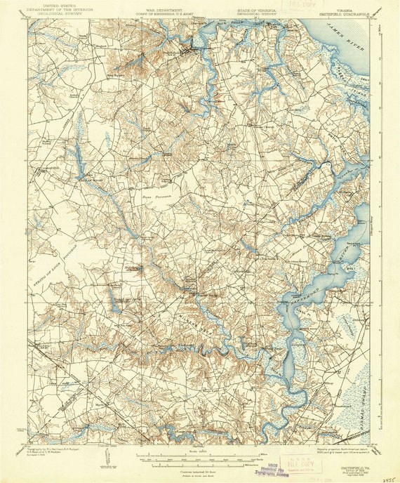 Smithfield 1919 1938 Old Topo Map Quad Reprint 15x15 - Etsy
