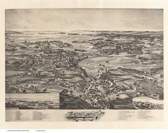 Essex Massachusetts 1894 Birds Eye View MA Reprint