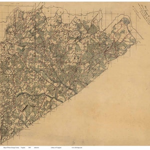 Prince George County  Virginia  1864  Old Wall Map  With Homeowner names   Reprint