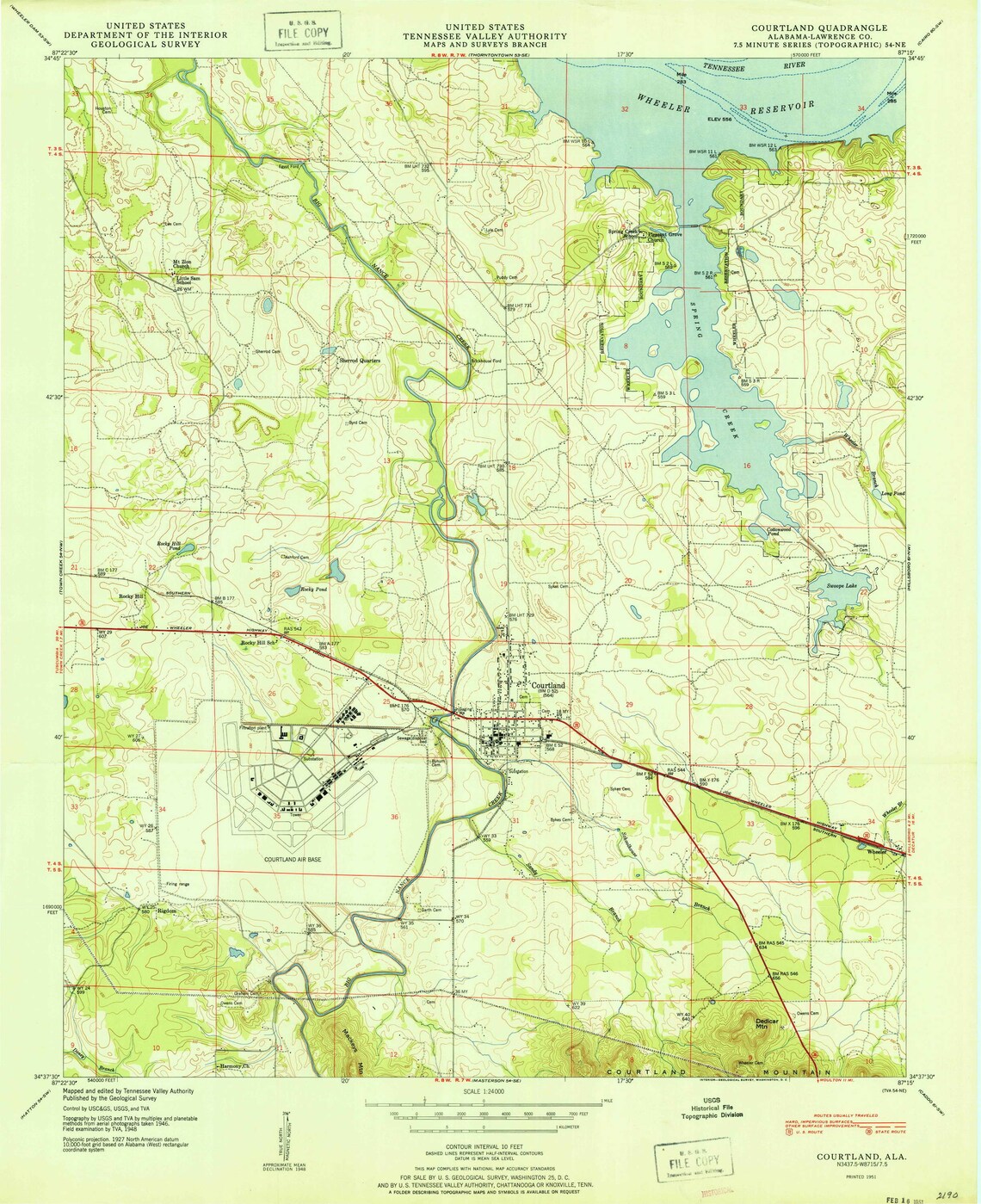 Courtland 1951 1951 Old Topo Map Courtland Air Base Etsy